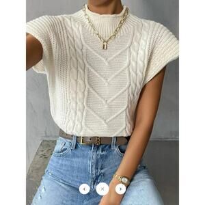 Commense Plain Cap Sleeve Sweater Vest SZ M